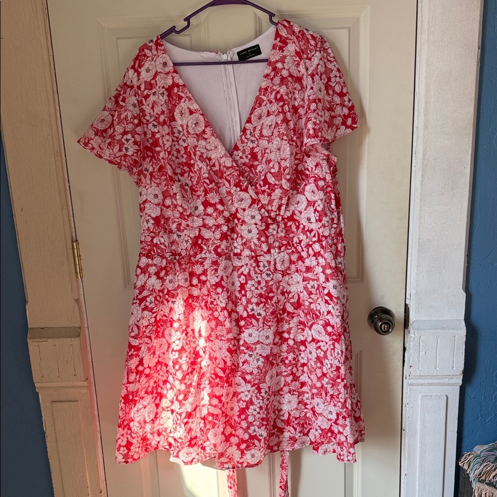 Lane Bryant Red and White Floral Dress
